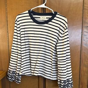 Madewell Navy and White Striped Long Sleeve Tee